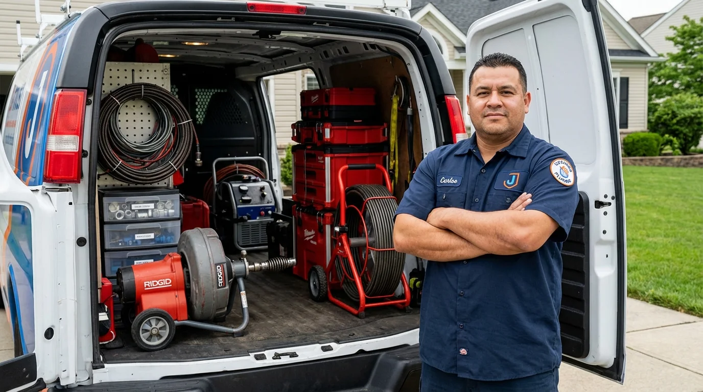 Professional drain cleaning equipment and Johns Plumbing LLC plumber in Mount Wolf